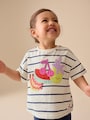Blue/Ecru Short Sleeve T Shirt and Cycle Shorts Set (3mths-7yrs) - Size 3-6 Months (62-68cm)