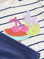 Blue/Ecru Short Sleeve T Shirt and Cycle Shorts Set (3mths-7yrs) - Size 3-6 Months (62-68cm)