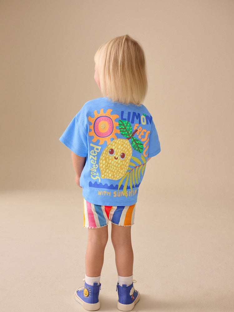 Blue Short Sleeve T-Shirt and Cycle Shorts Set (3mths-7yrs)