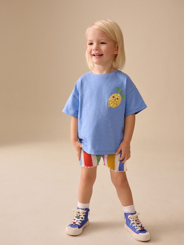 Blue Short Sleeve T-Shirt and Cycle Shorts Set (3mths-7yrs) - Size 3-6 Months (62-68cm)