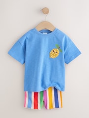 Blue Short Sleeve T-Shirt and Cycle Shorts Set (3mths-7yrs) - Size 3-6 Months (62-68cm)