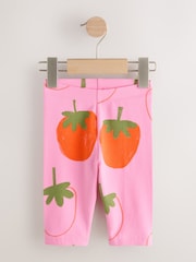 Pink Strawberry Crop Leggings (3mths-7yrs) - Size 3-6 Months (62-68cm)