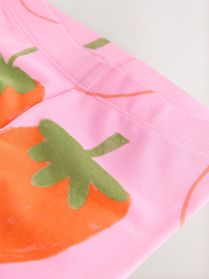 Pink Strawberry Crop Leggings (3mths-7yrs) - Size 3-6 Months (62-68cm)