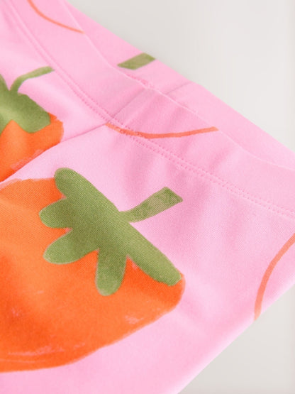 Pink Strawberry Crop Leggings (3mths-7yrs) - Size 3-6 Months (62-68cm)