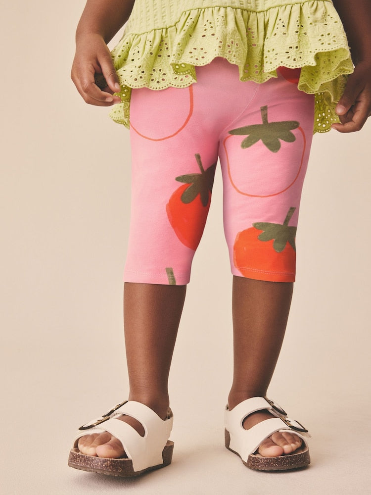 Pink Strawberry Crop Leggings (3mths-7yrs) - Size 3-6 Months (62-68cm)