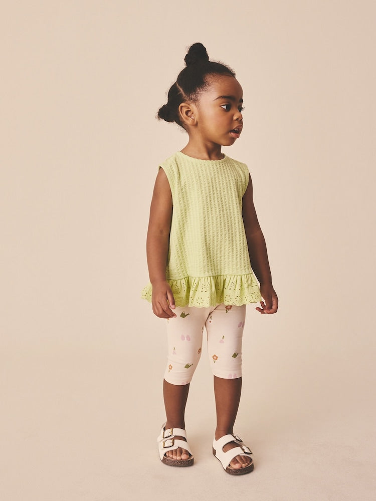 Pale Pink Butterfly Crop Leggings (3mths-7yrs) - Size 3-6 Months (62-68cm)