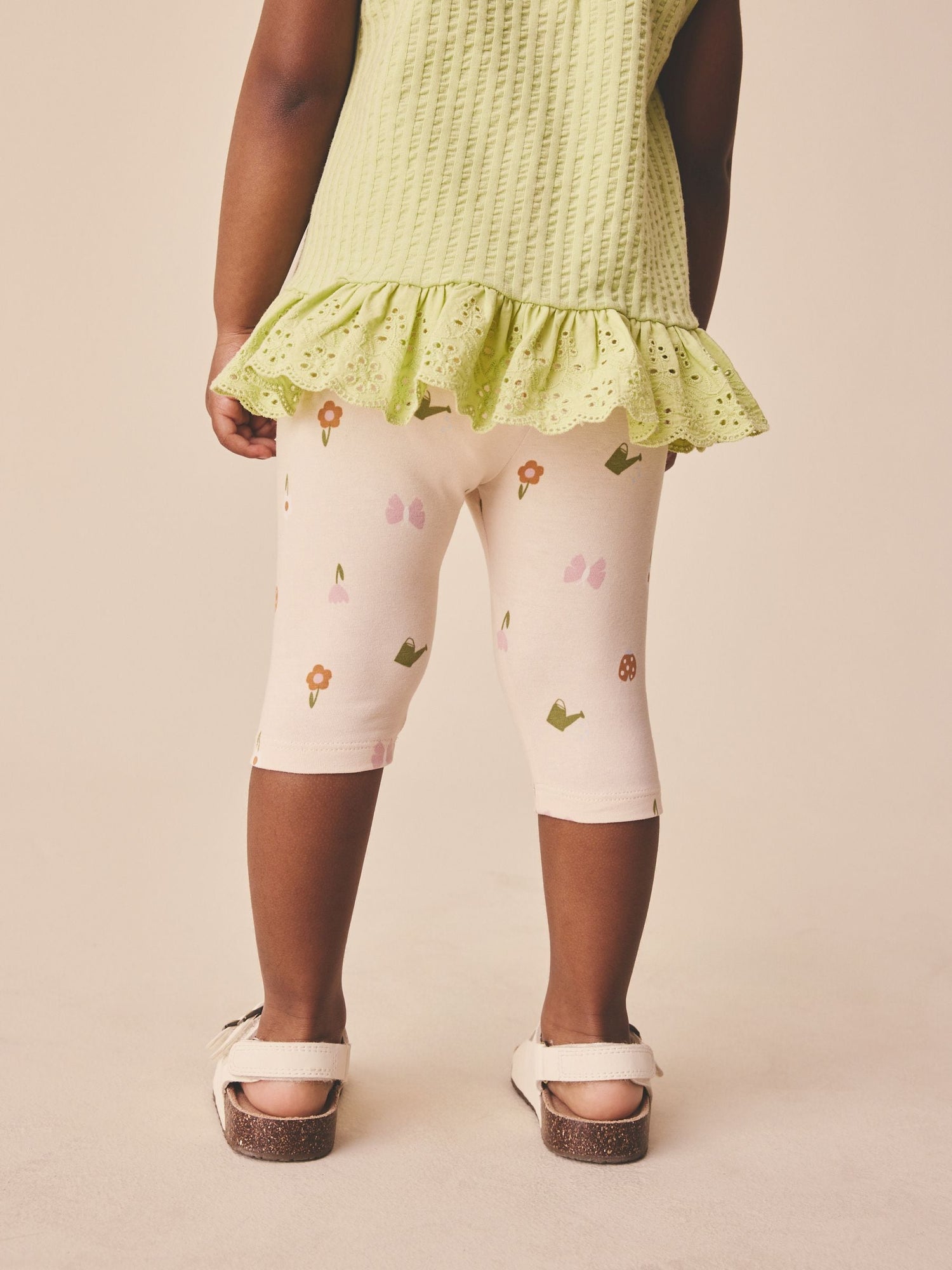 Pale Pink Butterfly Crop Leggings (3mths-7yrs) - Size 3-6 Months (62-68cm)
