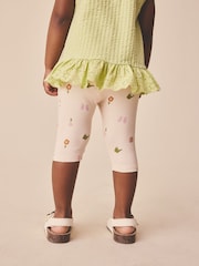 Pale Pink Butterfly Crop Leggings (3mths-7yrs) - Size 3-6 Months (62-68cm)