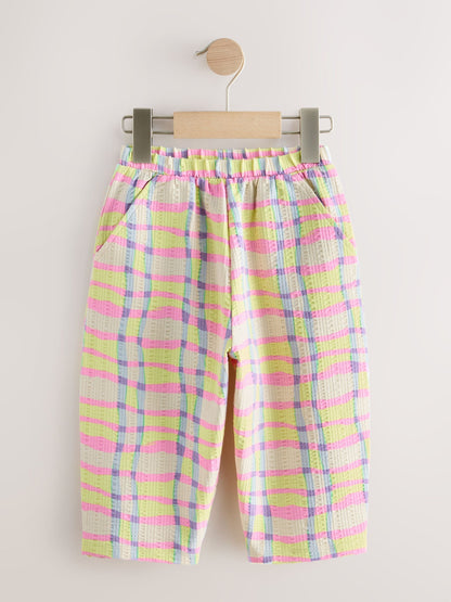 Pink/Yellow Check Barrel Leg Trousers (3mths-7yrs) - Size 3-6 Months (62-68cm)