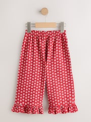 Red Flower Wide Leg Frill Trousers (3mths-7yrs) - Size 3-6 Months (62-68cm)