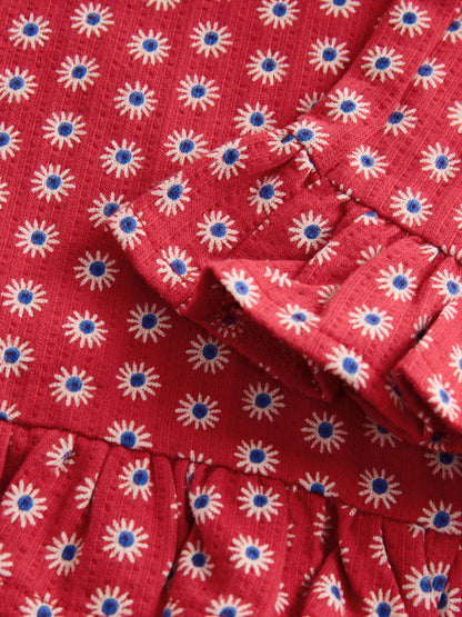 Red Flower Wide Leg Frill Trousers (3mths-7yrs) - Size 3-6 Months (62-68cm)
