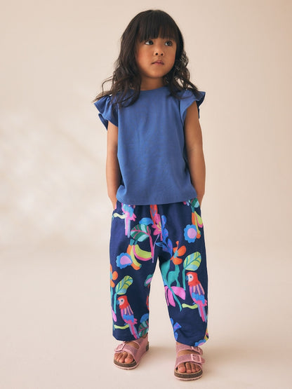 Navy Bird Barrel Leg Trousers (3mths-7yrs) - Size 3-6 Months (62-68cm)