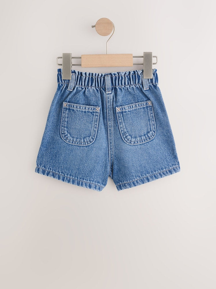 Mid Blue Denim Embroidered Flower Pull On Denim