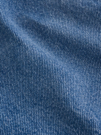 Mid Blue Denim Embroidered Flower Pull On Denim