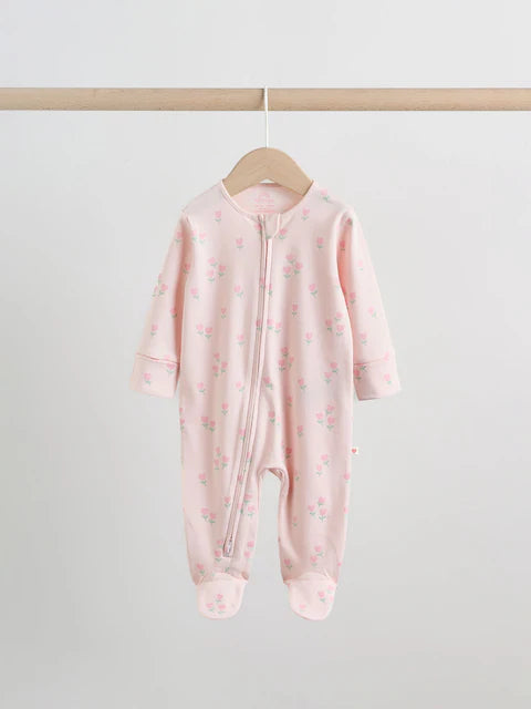 Pastel Two Way Zip Baby Sleepsuits 5 Pack (0mths-2yrs)