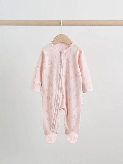 Pastel Two Way Zip Baby Sleepsuits 5 Pack (0mths-2yrs)