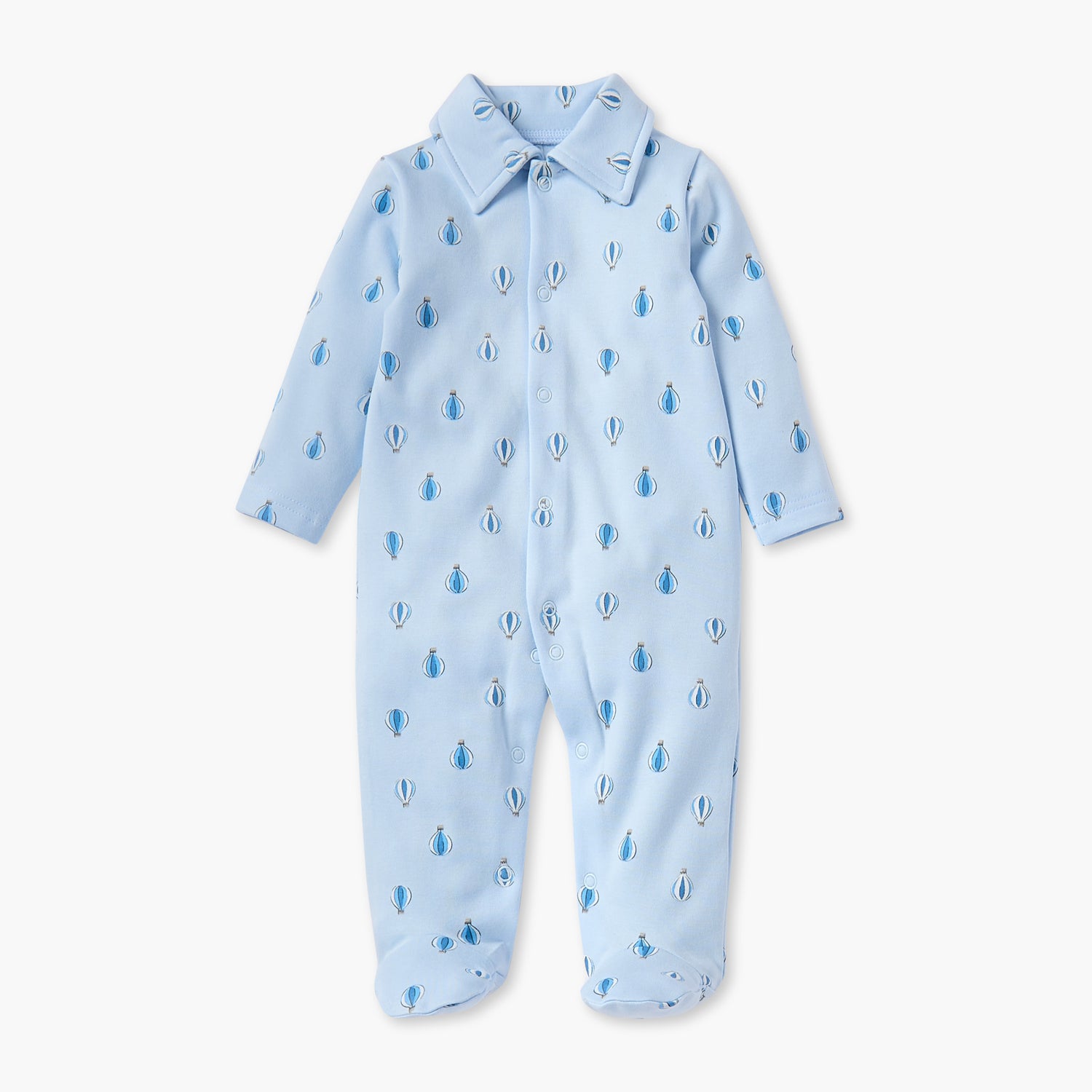 Juniors All-Over Air Balloon Print Closed Feet Sleepsuit with Long Sleeves - Blue / 12-18 mths