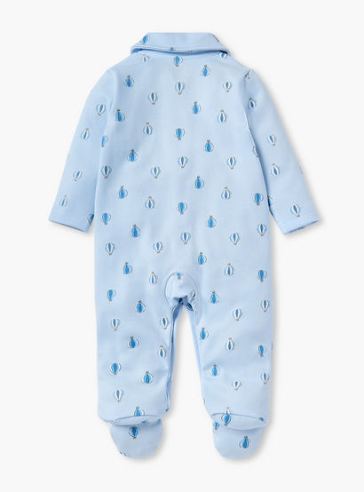 Juniors All-Over Air Balloon Print Closed Feet Sleepsuit with Long Sleeves-baby-boys-clothing-nightwear-sleepsuits-image-2