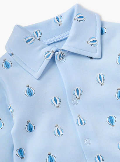 Juniors All-Over Air Balloon Print Closed Feet Sleepsuit with Long Sleeves-baby-boys-clothing-nightwear-sleepsuits-image-3