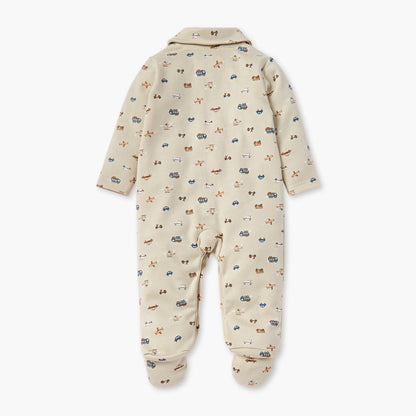Juniors All-Over Vehicle Print Closed Feet Sleepsuit with Long Sleeves