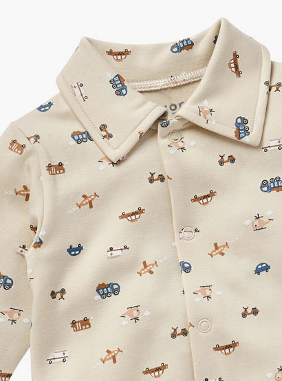 Juniors All-Over Vehicle Print Closed Feet Sleepsuit with Long Sleeves-baby-boys-clothing-nightwear-sleepsuits-image-3
