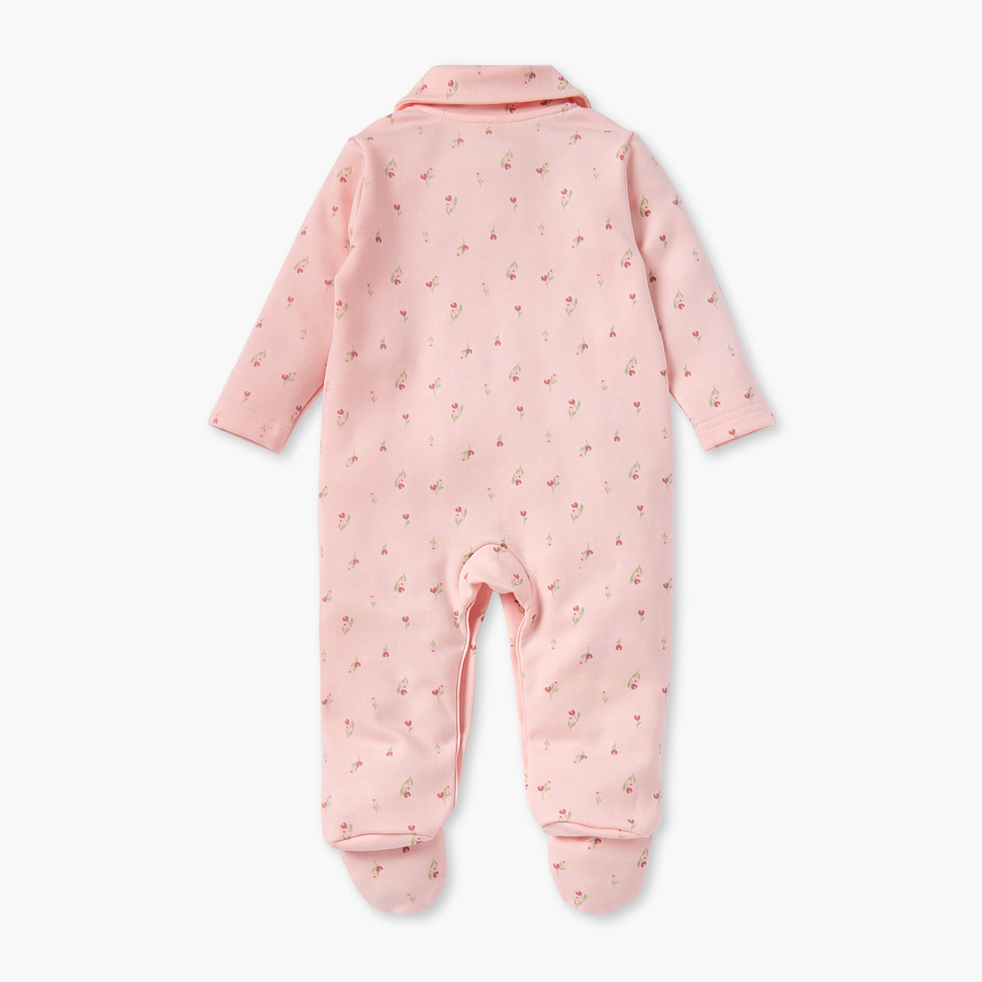 Juniors Floral Print Sleepsuit with Collar and Button Closure