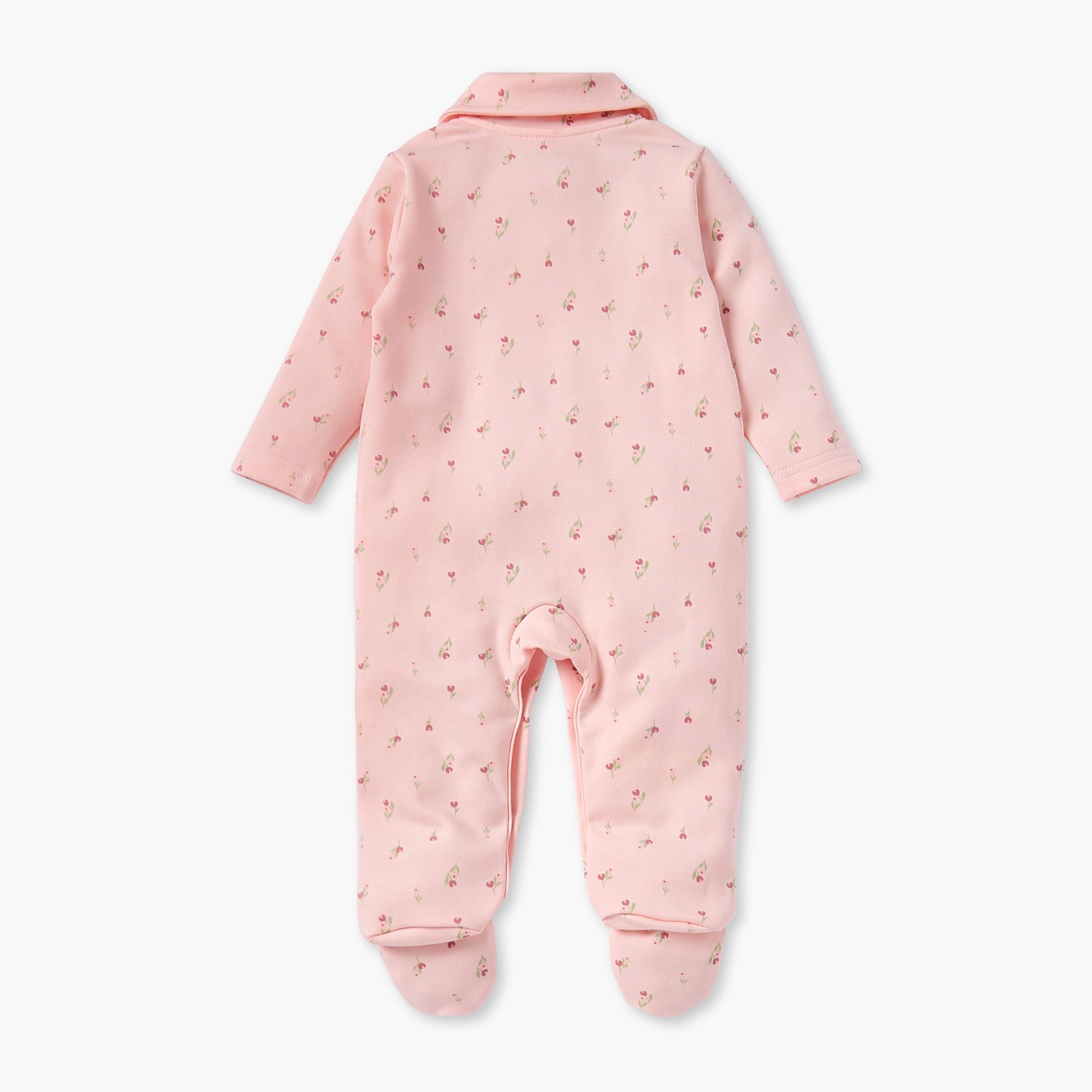 Juniors Floral Print Sleepsuit with Collar and Button Closure