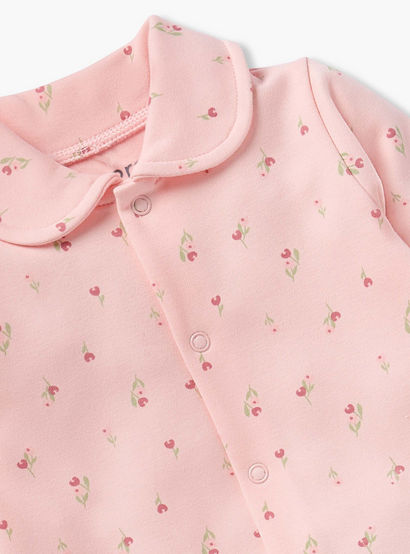 Juniors Floral Print Sleepsuit with Collar and Button Closure-baby-girls-clothing-nightwear-sleepsuits-image-3