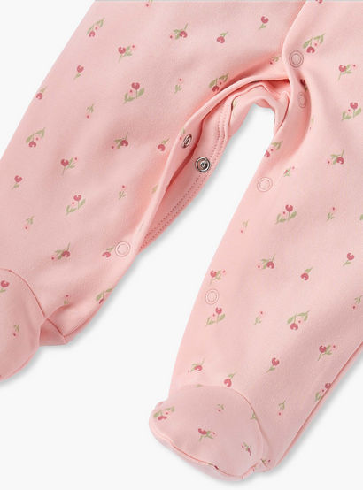 Juniors Floral Print Sleepsuit with Collar and Button Closure-baby-girls-clothing-nightwear-sleepsuits-image-4