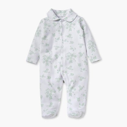 Juniors Floral Print Sleepsuit with Long Sleeves and Button Closure - White / 12-18 mths