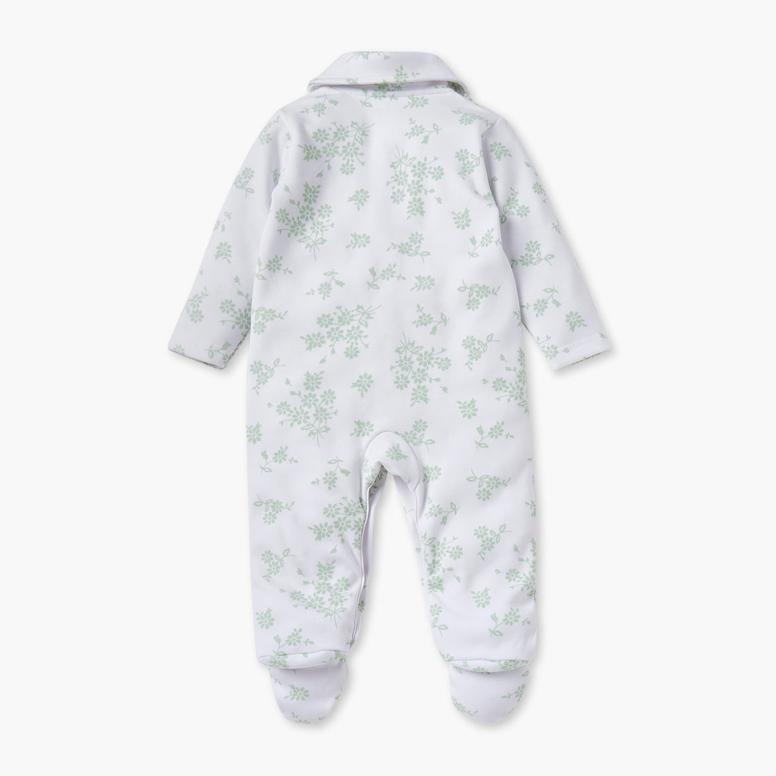 Juniors Floral Print Sleepsuit with Long Sleeves and Button Closure