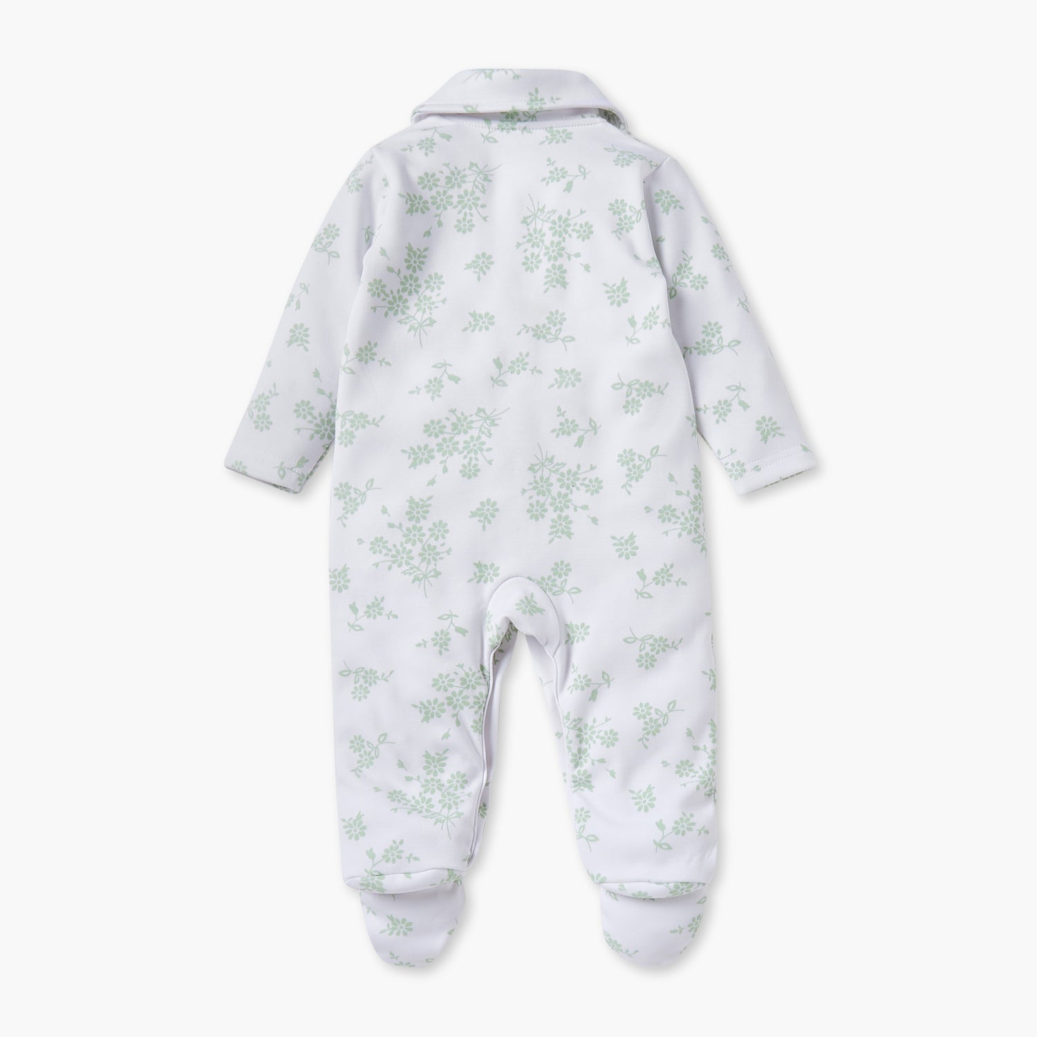 Juniors Floral Print Sleepsuit with Long Sleeves and Button Closure