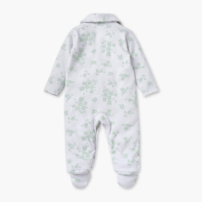 Juniors Floral Print Sleepsuit with Long Sleeves and Button Closure