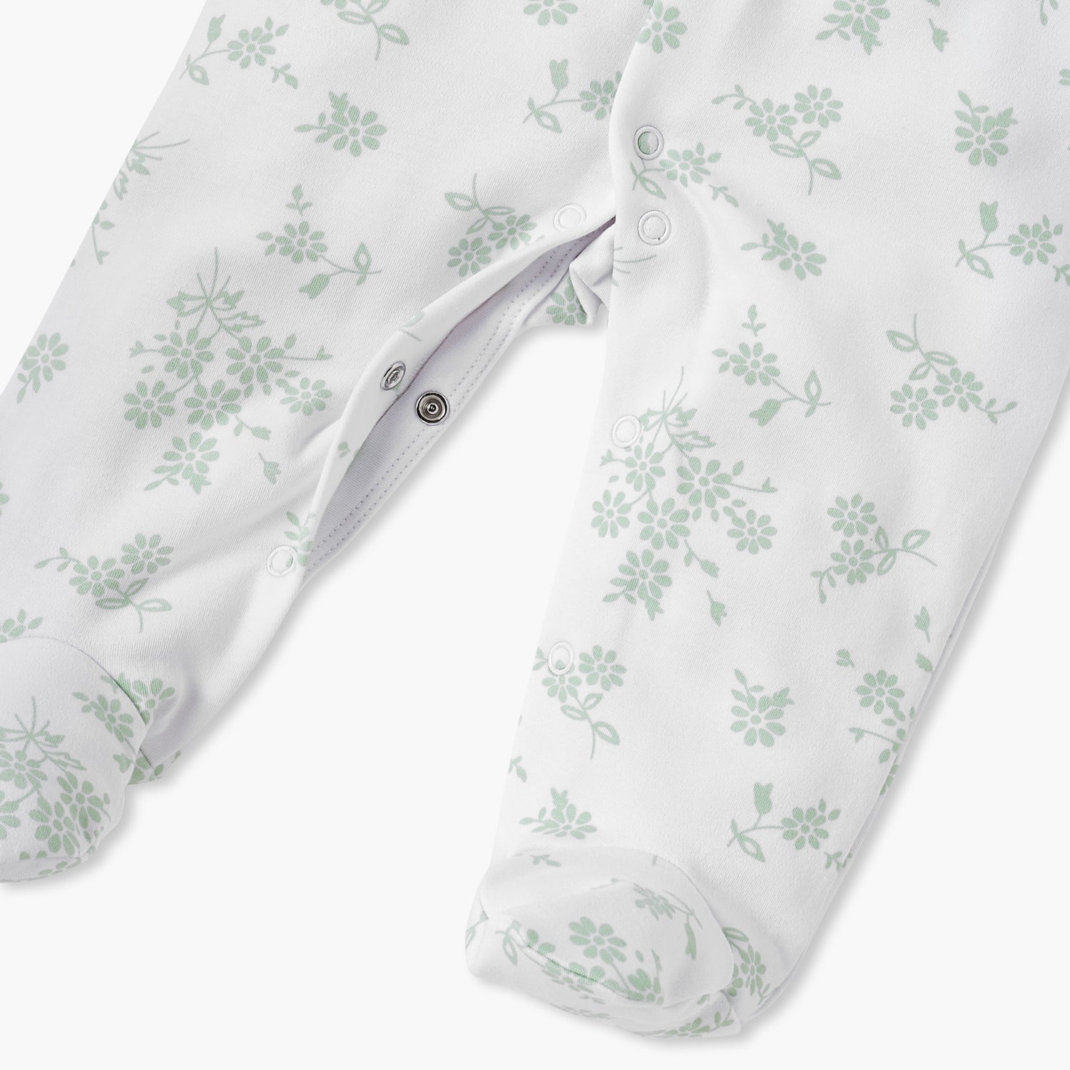 Juniors Floral Print Sleepsuit with Long Sleeves and Button Closure