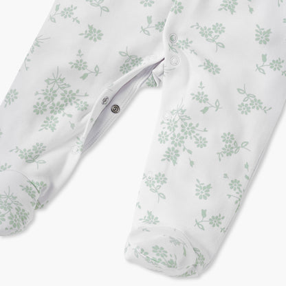 Juniors Floral Print Sleepsuit with Long Sleeves and Button Closure