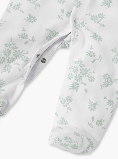 Juniors Floral Print Sleepsuit with Long Sleeves and Button Closure-baby-girls-clothing-nightwear-sleepsuits-image-4