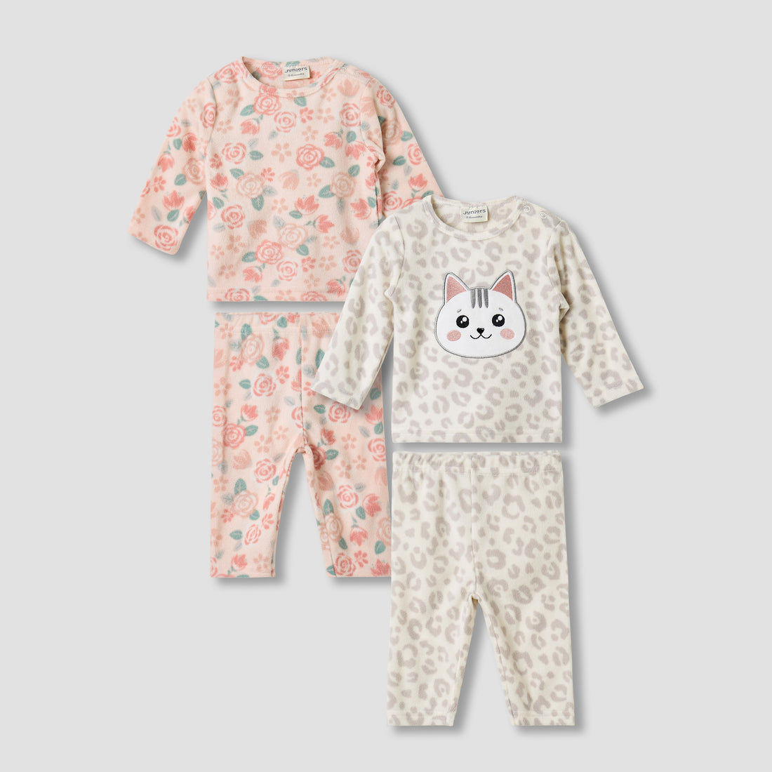 Juniors Pyjama Set with Assorted Print - Polyester - Long Sleeves - Round Neck - Pack of 2 - Multicolour / 18-24 mths