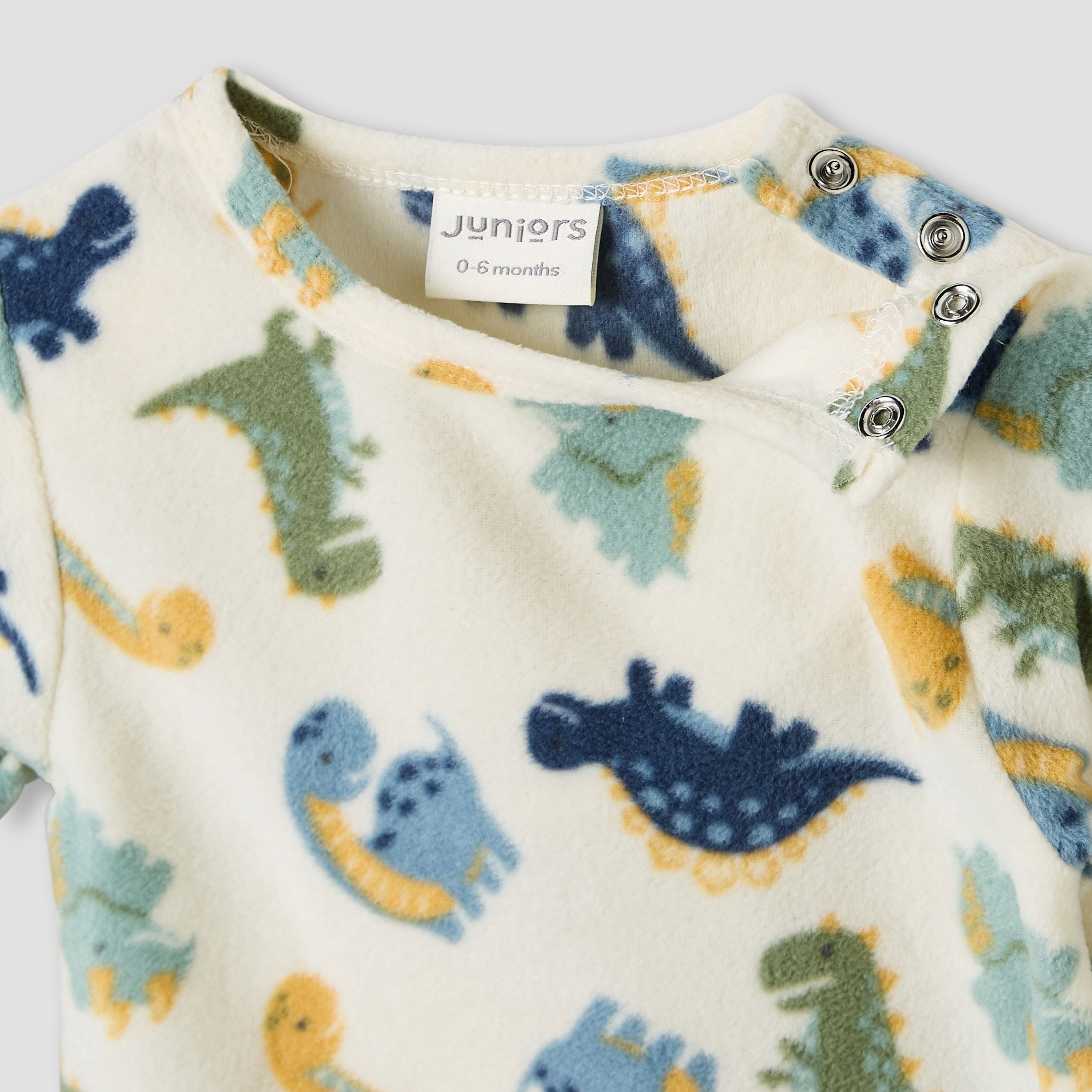 Juniors Pyjama Set with Dinosaur Print - Polyester - Long Sleeves - Round Neck - Set of 2