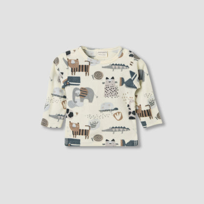 Juniors Pyjama Set with Animal Print - Polyester - Long Sleeves - Crew Neck - Set of 2