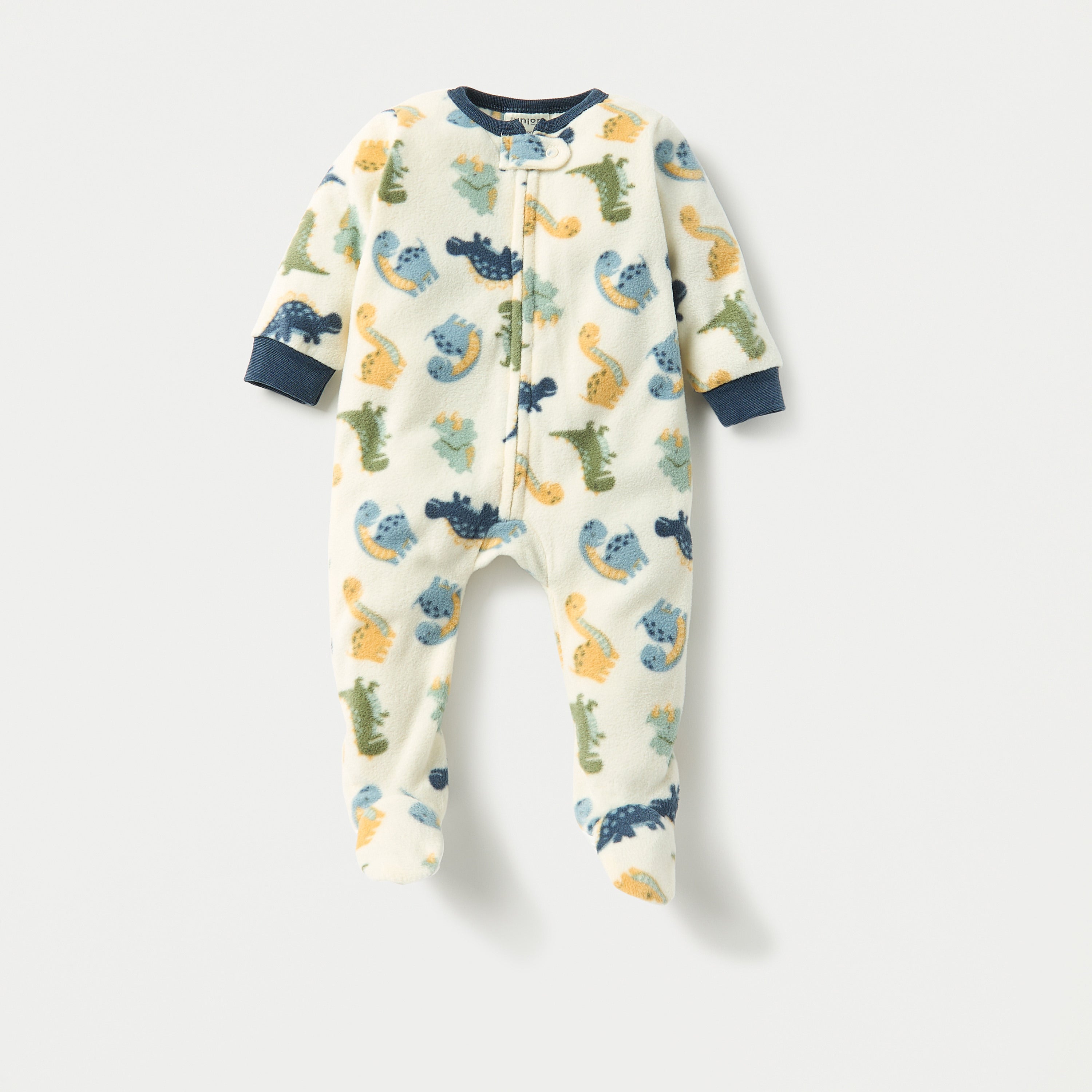 Juniors Dino Print Fleece Closed Feet Sleepsuit with Zip Closure - Set of 2
