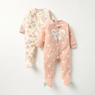 Juniors Printed Fleece Closed Feet Sleepsuit with Zip Closure - Set of 2-undefined-image-1
