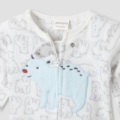 Juniors Round Neck Sleepsuit with Polar Bear Print - Polyester - Long Sleeves - Set of 2