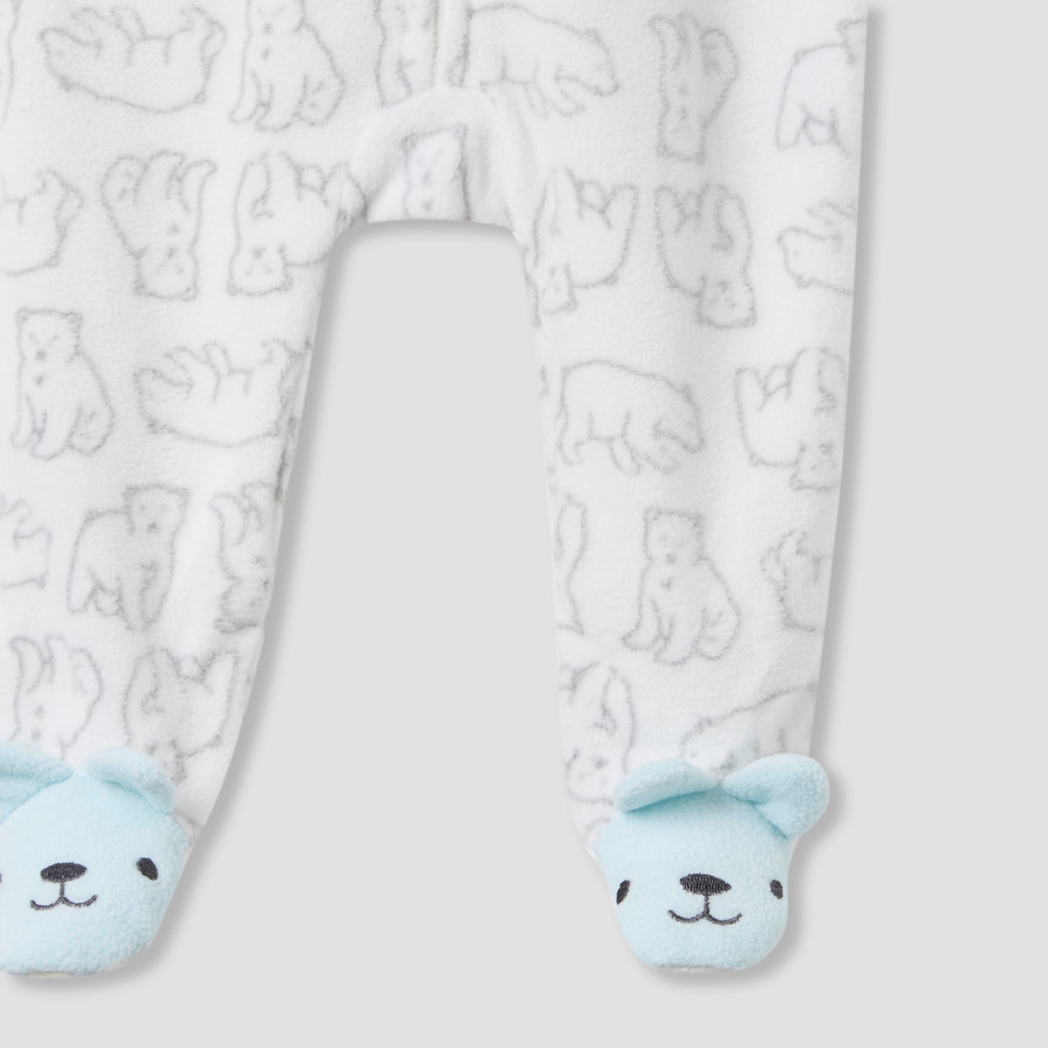 Juniors Round Neck Sleepsuit with Polar Bear Print - Polyester - Long Sleeves - Set of 2