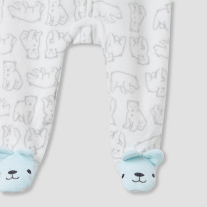 Juniors Round Neck Sleepsuit with Polar Bear Print - Polyester - Long Sleeves - Set of 2