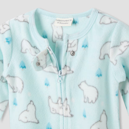 Juniors Round Neck Sleepsuit with Polar Bear Print - Polyester - Long Sleeves - Set of 2