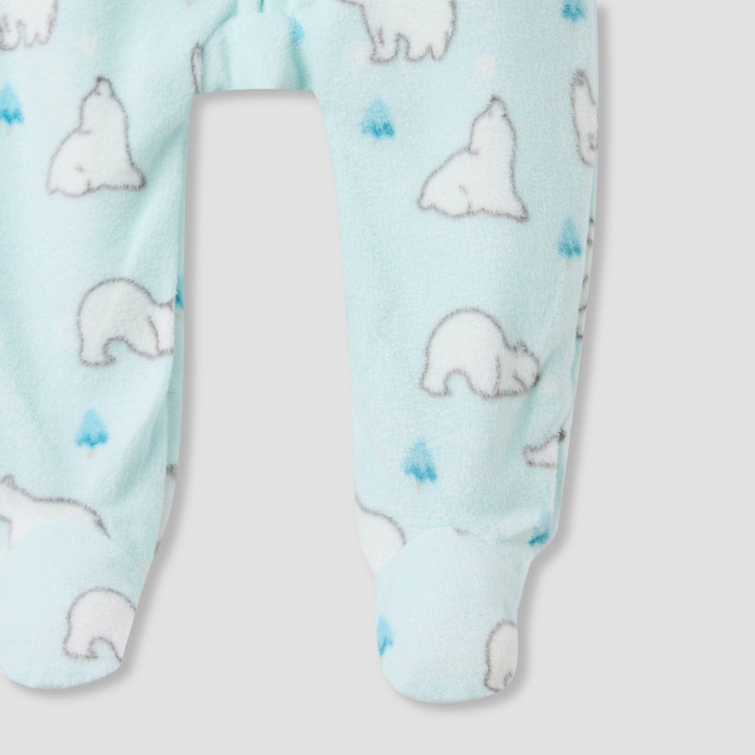 Juniors Round Neck Sleepsuit with Polar Bear Print - Polyester - Long Sleeves - Set of 2