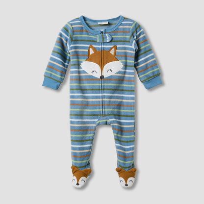 Juniors Round Neck Sleepsuit with Closed Feet - Polyester - Long Sleeves - Set of 2
