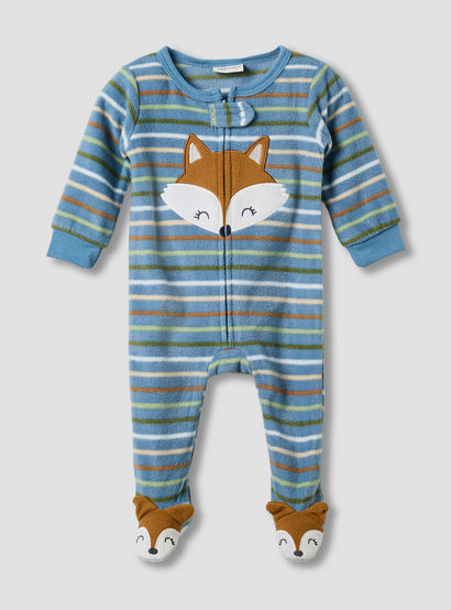 Juniors Round Neck Sleepsuit with Closed Feet - Polyester - Long Sleeves - Set of 2-baby-boys-clothing-nightwear-sleepsuits-image-2