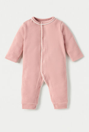 Juniors Ribbed Open Feet Sleepsuit with Button Closure