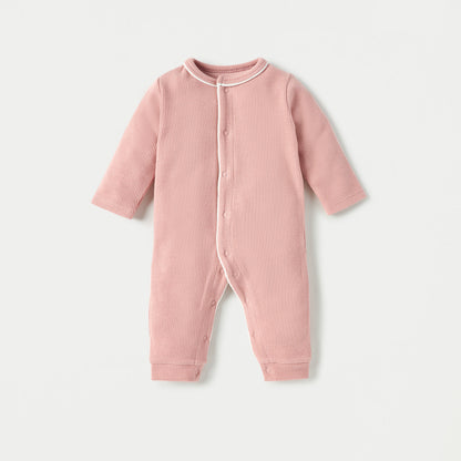 Juniors Ribbed Open Feet Sleepsuit with Button Closure - Pink / 12-18 mths